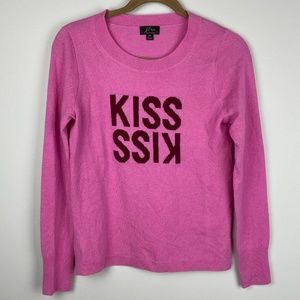 J. Crew Kiss Kiss Pink Cashmere Layla Crewneck Sweater Size XS